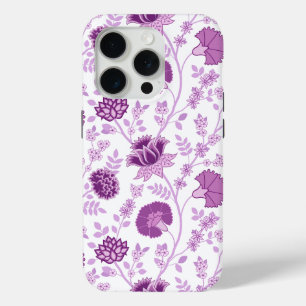 Jacobean Floral Big Pattern Pinks op wit iPhone 15 Pro Case