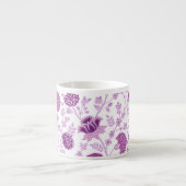 Jacobean Floral Big Pattern Pinks op wit Espresso Kop (Voorkant)