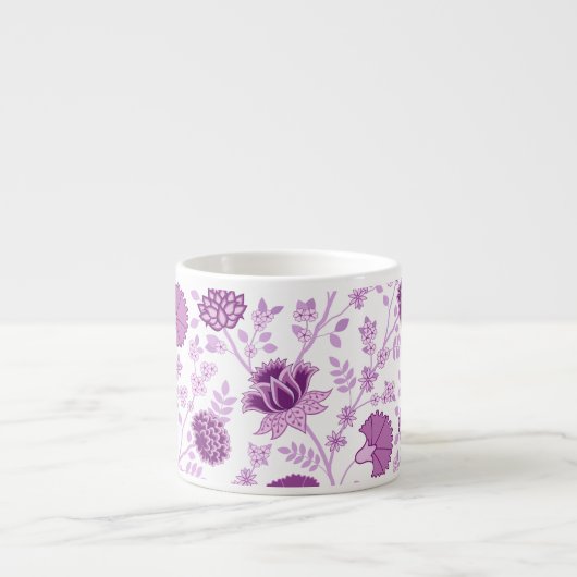 Jacobean Floral Big Pattern Pinks op wit Espresso Kop (Voorkant)