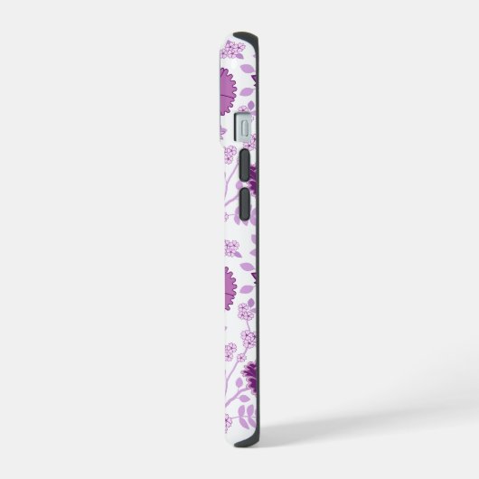 Jacobean Floral Big Pattern Pinks op wit iPhone 15 Case (Linkerkant)