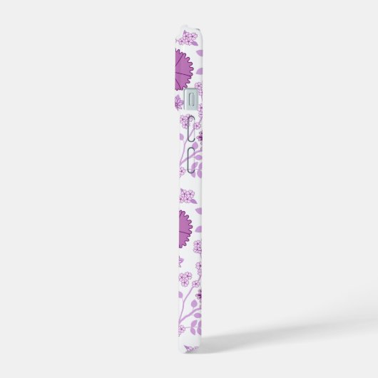Jacobean Floral Big Pattern Pinks op wit iPhone 15 Case (Linkerkant)