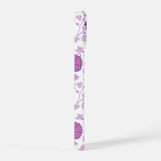 Jacobean Floral Big Pattern Pinks op wit iPhone 15 Case (Rechterkant)