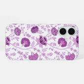 Jacobean Floral Big Pattern Pinks op wit iPhone 16 Hoesje (Achterkant horizontaal)