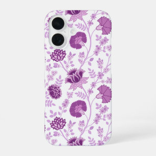 Jacobean Floral Big Pattern Pinks op wit iPhone 16 Hoesje