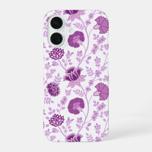 Jacobean Floral Big Pattern Pinks op wit iPhone 16 Hoesje (Achterkant)