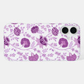 Jacobean Floral Big Pattern Pinks op wit iPhone Hoesje (Achterkant horizontaal)