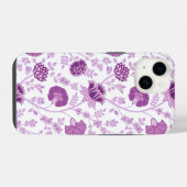 Jacobean Floral Big Pattern Pinks op wit iPhone Hoesje (Achterkant horizontaal)
