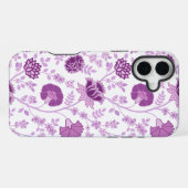 Jacobean Floral Big Pattern Pinks op wit iPhone Hoesje (Achterkant horizontaal)