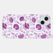 Jacobean Floral Big Pattern Pinks op wit iPhone Hoesje (Achterkant horizontaal)