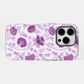 Jacobean Floral Big Pattern Pinks op wit iPhone Hoesje (Achterkant horizontaal)