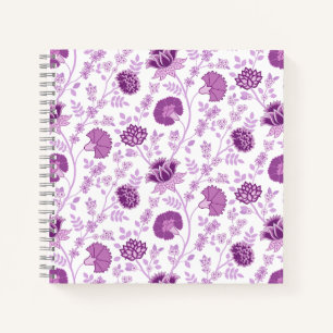 Jacobean Floral Big Pattern Pinks op wit Notitieboek