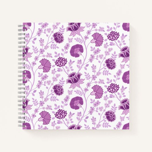 Jacobean Floral Big Pattern Pinks op wit Notitieboek (Voorkant)