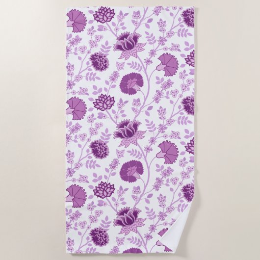 Jacobean Floral Big Pattern Pinks op wit Strandlaken (Voorkant)