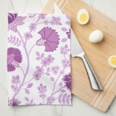 Jacobean Floral Big Pattern Pinks op wit Theedoek (Quarter Fold)