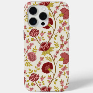 Jacobean Floral Big Pattern Reds Pinks Gold Cream iPhone 15 Pro Max Hoesje