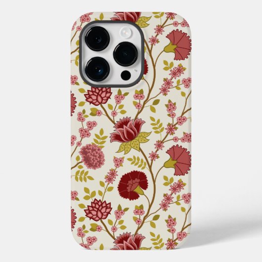 Jacobean Floral Big Pattern Reds Pinks Gold Cream Case-Mate iPhone Case (Achterkant)