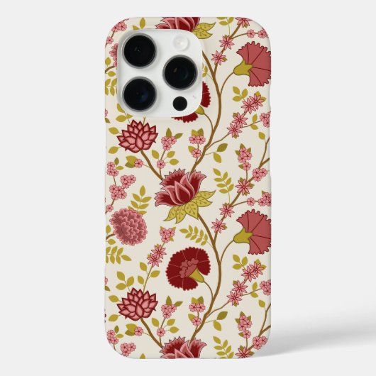 Jacobean Floral Big Pattern Reds Pinks Gold Cream Case-Mate iPhone Case (Achterkant)