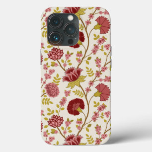 Jacobean Floral Big Pattern Reds Pinks Gold Cream Case-Mate iPhone Case