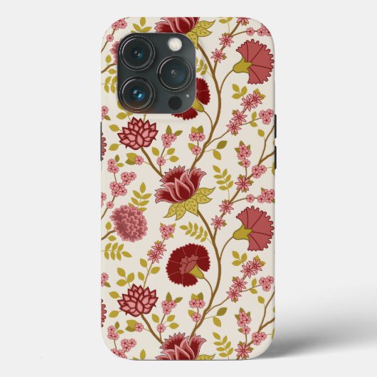 Jacobean Floral Big Pattern Reds Pinks Gold Cream Case-Mate iPhone Case (Achterkant)
