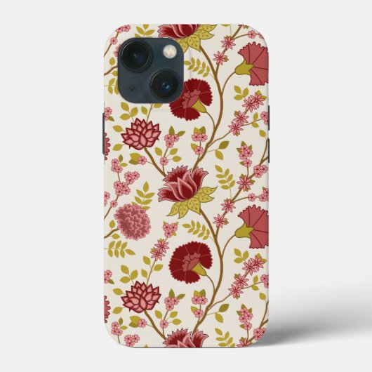 Jacobean Floral Big Pattern Reds Pinks Gold Cream Case-Mate iPhone Case (Achterkant)