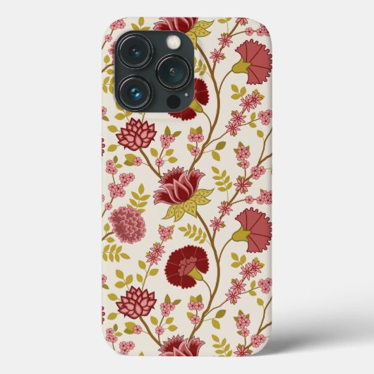 Jacobean Floral Big Pattern Reds Pinks Gold Cream Case-Mate iPhone Case (Achterkant)