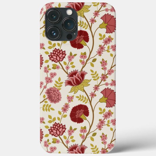 Jacobean Floral Big Pattern Reds Pinks Gold Cream Case-Mate iPhone Case (Achterkant)