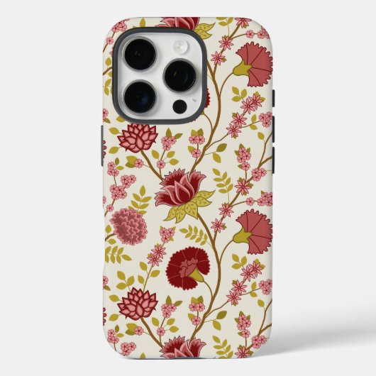Jacobean Floral Big Pattern Reds Pinks Gold Cream Case-Mate iPhone Case (Achterkant)