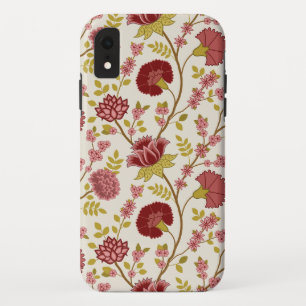 Jacobean Floral Big Pattern Reds Pinks Gold Cream Case-Mate iPhone Case