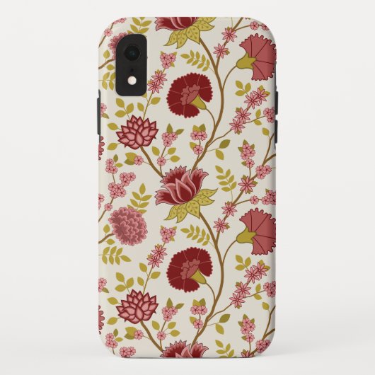 Jacobean Floral Big Pattern Reds Pinks Gold Cream Case-Mate iPhone Case (Achterkant)