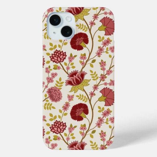 Jacobean Floral Big Pattern Reds Pinks Gold Cream Case-Mate iPhone Case (Achterkant)