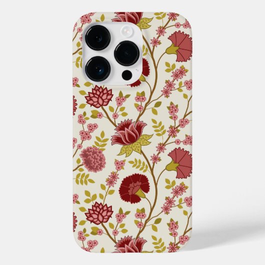 Jacobean Floral Big Pattern Reds Pinks Gold Cream Case-Mate iPhone Case (Achterkant)