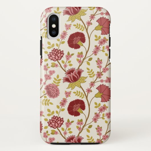 Jacobean Floral Big Pattern Reds Pinks Gold Cream Case-Mate iPhone Case (Achterkant)