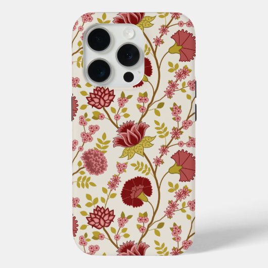 Jacobean Floral Big Pattern Reds Pinks Gold Cream Case-Mate iPhone Case (Achterkant)