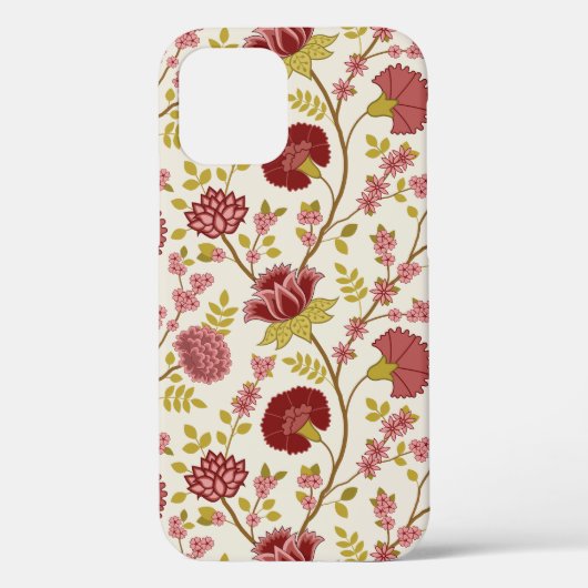 Jacobean Floral Big Pattern Reds Pinks Gold Cream Case-Mate iPhone Case (Achterkant)