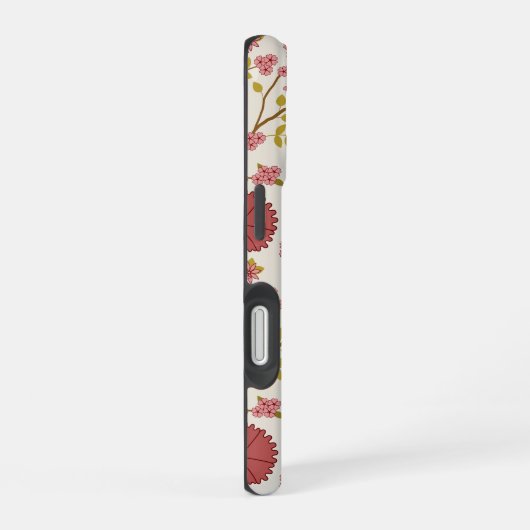 Jacobean Floral Big Pattern Reds Pinks Gold Cream iPhone 16 Hoesje (Rechterkant)
