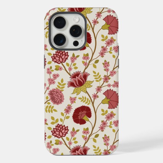 Jacobean Floral Big Pattern Reds Pinks Gold Cream iPhone Hoesje (Achterkant)