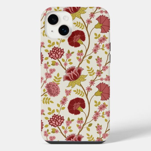Jacobean Floral Big Pattern Reds Pinks Gold Cream iPhone Hoesje (Achterkant)