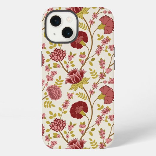 Jacobean Floral Big Pattern Reds Pinks Gold Cream iPhone Hoesje (Achterkant)