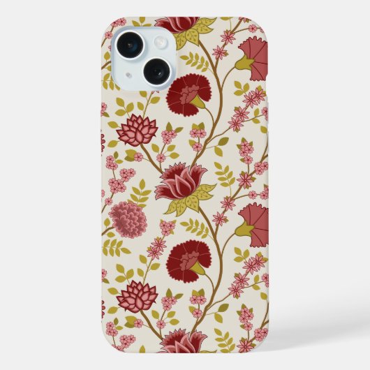 Jacobean Floral Big Pattern Reds Pinks Gold Cream iPhone Hoesje (Achterkant)