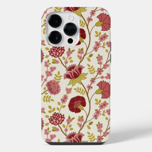 Jacobean Floral Big Pattern Reds Pinks Gold Cream iPhone Hoesje (Achterkant)