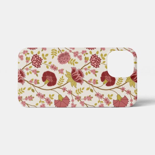 Jacobean Floral Big Pattern Reds Pinks Gold Cream iPhone Hoesje (Achterkant horizontaal)