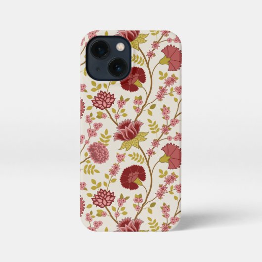 Jacobean Floral Big Pattern Reds Pinks Gold Cream iPhone Hoesje (Achterkant)