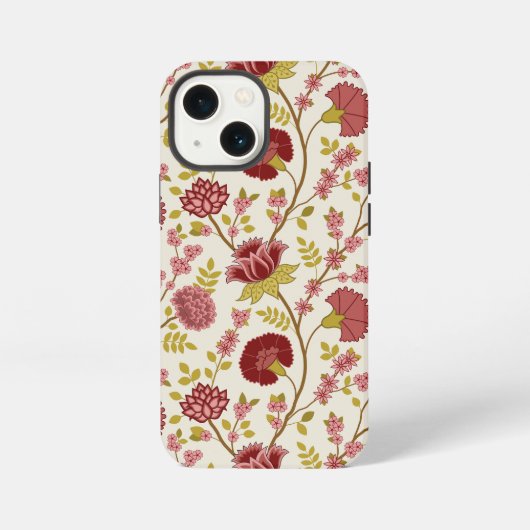 Jacobean Floral Big Pattern Reds Pinks Gold Cream iPhone Hoesje (Achterkant)