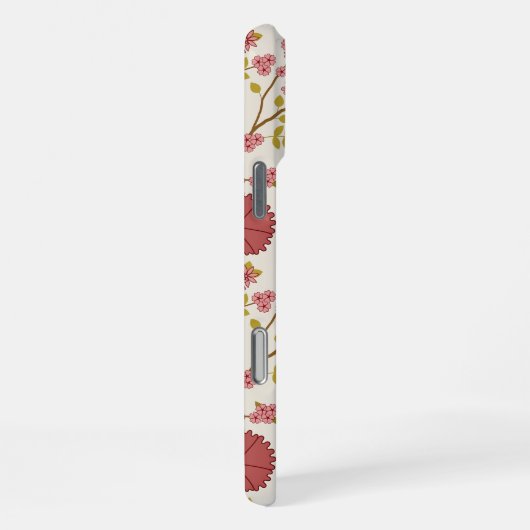 Jacobean Floral Big Pattern Reds Pinks Gold Cream iPhone Hoesje (Rechterkant)