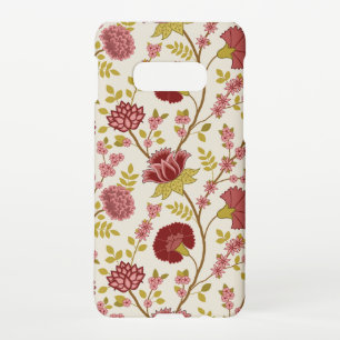 Jacobean Floral Big Pattern Reds Pinks Gold Cream Samsung Galaxy S10E Hoesje