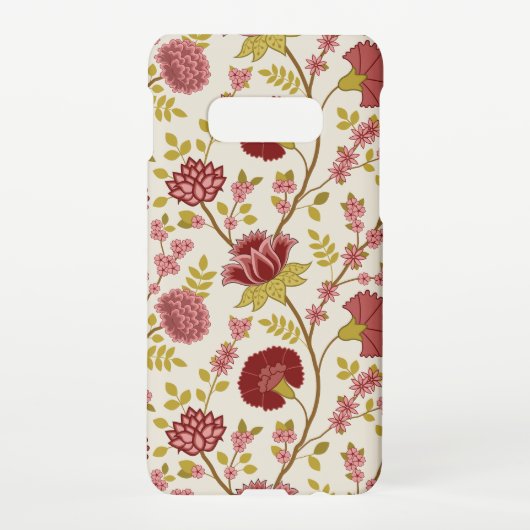 Jacobean Floral Big Pattern Reds Pinks Gold Cream Samsung Galaxy Hoesje (Achterkant)