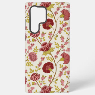 Jacobean Floral Big Pattern Reds Pinks Gold Cream Samsung Galaxy Hoesje