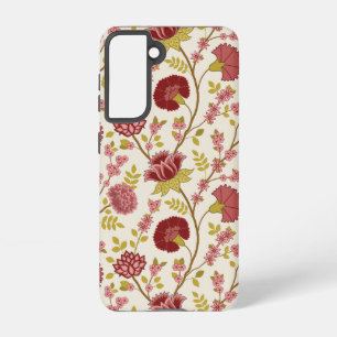 Jacobean Floral Big Pattern Reds Pinks Gold Cream Samsung Galaxy Hoesje