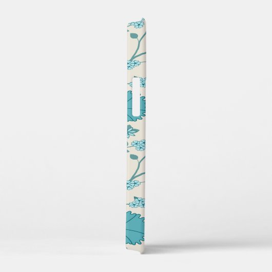 Jacobean Floral Big Pattern Teals op Cream Case-Mate iPhone Case (Achterkant / Rechts)