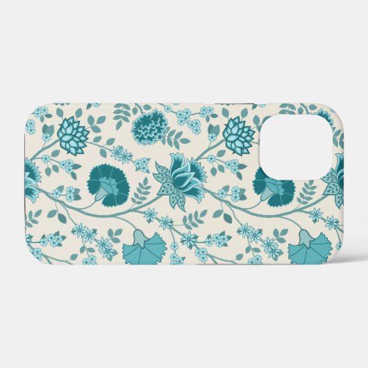 Jacobean Floral Big Pattern Teals op Cream Case-Mate iPhone Case (Achterkant (horizontaal))